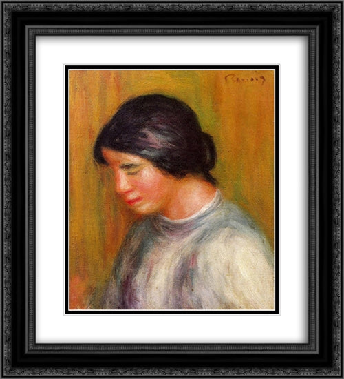 Portrait of a Young Girl 20x22 Black Ornate Wood Framed Art Print Poster with Double Matting by Renoir, Pierre Auguste