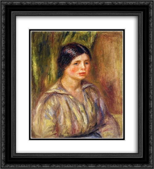 Bust of a Young Woman 20x22 Black Ornate Wood Framed Art Print Poster with Double Matting by Renoir, Pierre Auguste