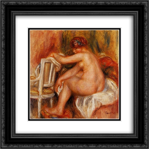 Seated Nude 20x20 Black Ornate Wood Framed Art Print Poster with Double Matting by Renoir, Pierre Auguste