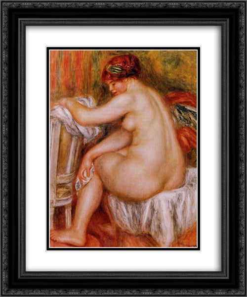 Seated Nude 20x24 Black Ornate Wood Framed Art Print Poster with Double Matting by Renoir, Pierre Auguste