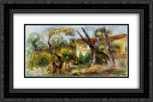 Landscape 24x16 Black Ornate Wood Framed Art Print Poster with Double Matting by Renoir, Pierre Auguste