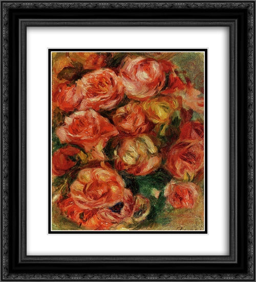 Bouquet of Flowers 20x22 Black Ornate Wood Framed Art Print Poster with Double Matting by Renoir, Pierre Auguste