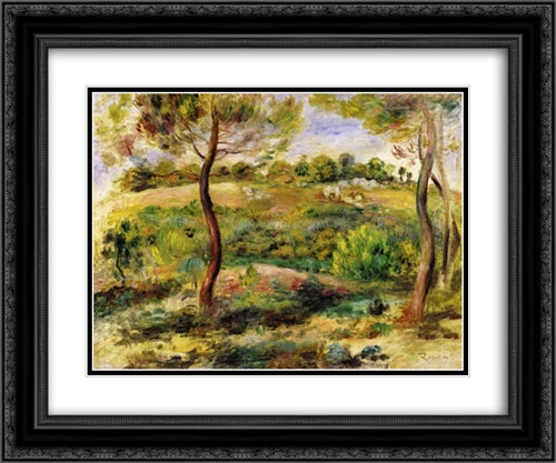 Landscape 24x20 Black Ornate Wood Framed Art Print Poster with Double Matting by Renoir, Pierre Auguste