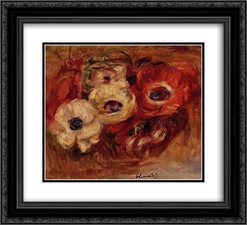 Anemones 22x20 Black Ornate Wood Framed Art Print Poster with Double Matting by Renoir, Pierre Auguste