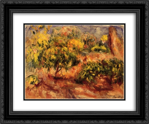 Cagnes Landscape 24x20 Black Ornate Wood Framed Art Print Poster with Double Matting by Renoir, Pierre Auguste