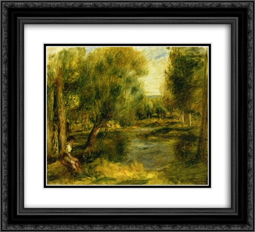 Banks of the River 22x20 Black Ornate Wood Framed Art Print Poster with Double Matting by Renoir, Pierre Auguste