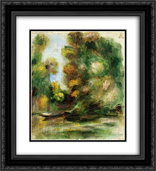 Banks of the River 20x22 Black Ornate Wood Framed Art Print Poster with Double Matting by Renoir, Pierre Auguste