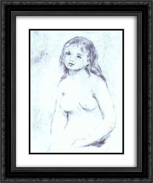 Bather 20x24 Black Ornate Wood Framed Art Print Poster with Double Matting by Renoir, Pierre Auguste