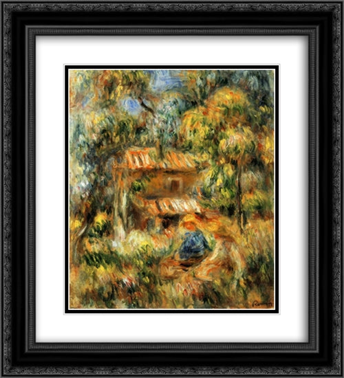 Cagnes Landscape 20x22 Black Ornate Wood Framed Art Print Poster with Double Matting by Renoir, Pierre Auguste