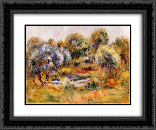 Cagnes Landscape 24x20 Black Ornate Wood Framed Art Print Poster with Double Matting by Renoir, Pierre Auguste