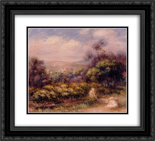 Cagnes Landscape 22x20 Black Ornate Wood Framed Art Print Poster with Double Matting by Renoir, Pierre Auguste