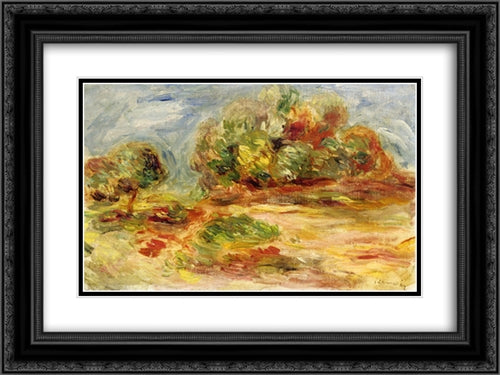 Cagnes Landscape 24x18 Black Ornate Wood Framed Art Print Poster with Double Matting by Renoir, Pierre Auguste