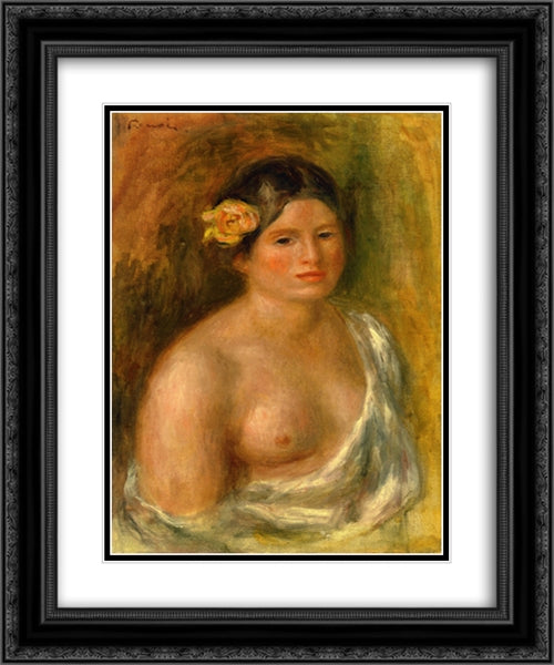 Gabrielle 20x24 Black Ornate Wood Framed Art Print Poster with Double Matting by Renoir, Pierre Auguste