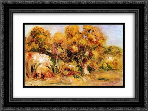 Landscape 24x18 Black Ornate Wood Framed Art Print Poster with Double Matting by Renoir, Pierre Auguste