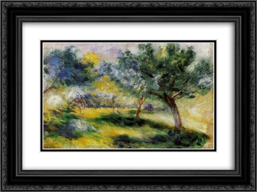 Landscape 24x18 Black Ornate Wood Framed Art Print Poster with Double Matting by Renoir, Pierre Auguste