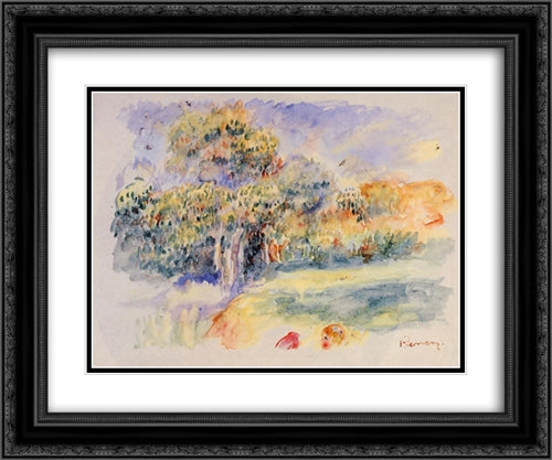 Landscape 24x20 Black Ornate Wood Framed Art Print Poster with Double Matting by Renoir, Pierre Auguste