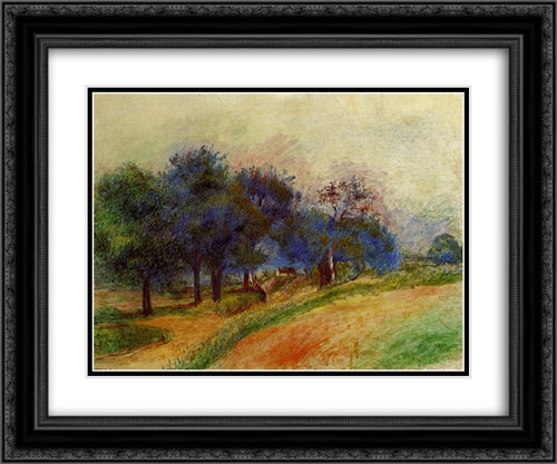 Landscape 24x20 Black Ornate Wood Framed Art Print Poster with Double Matting by Renoir, Pierre Auguste