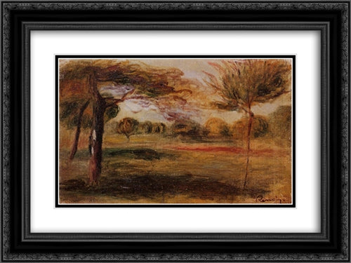 Landscape 24x18 Black Ornate Wood Framed Art Print Poster with Double Matting by Renoir, Pierre Auguste