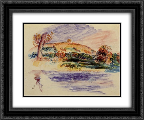 Landscape 24x20 Black Ornate Wood Framed Art Print Poster with Double Matting by Renoir, Pierre Auguste