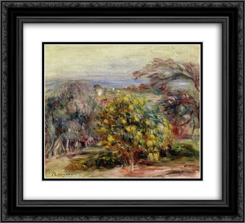 Landscape at Collettes 22x20 Black Ornate Wood Framed Art Print Poster with Double Matting by Renoir, Pierre Auguste