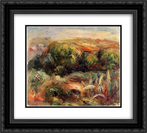 Landscape near Cagnes 22x20 Black Ornate Wood Framed Art Print Poster with Double Matting by Renoir, Pierre Auguste