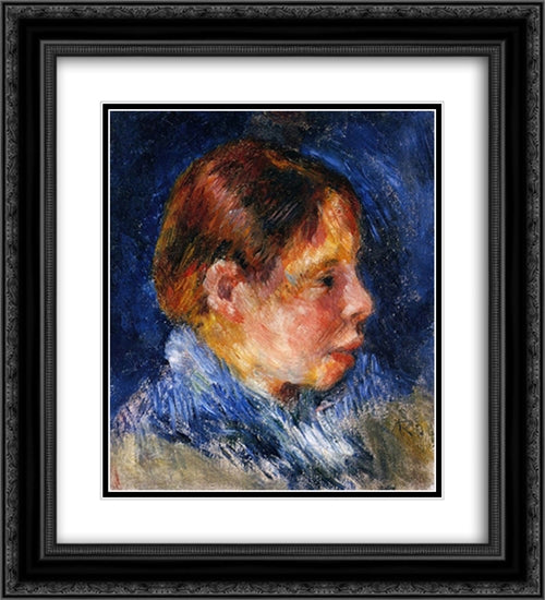 Portrait of a child 20x22 Black Ornate Wood Framed Art Print Poster with Double Matting by Renoir, Pierre Auguste