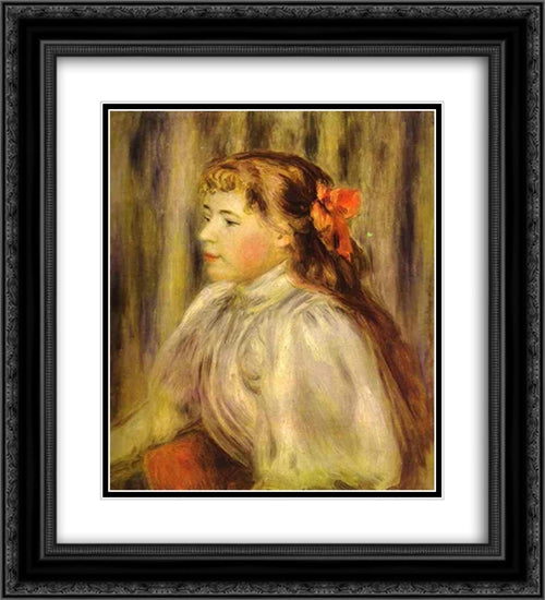 Portrait of a Girl 20x22 Black Ornate Wood Framed Art Print Poster with Double Matting by Renoir, Pierre Auguste