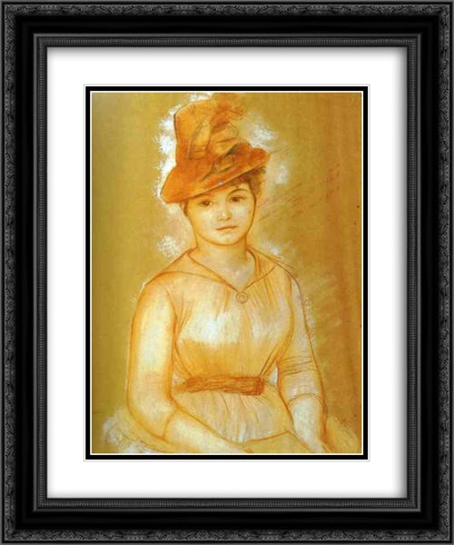 Portrait of a Woman 20x24 Black Ornate Wood Framed Art Print Poster with Double Matting by Renoir, Pierre Auguste