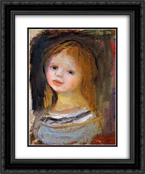 Portrait of a Woman 20x24 Black Ornate Wood Framed Art Print Poster with Double Matting by Renoir, Pierre Auguste