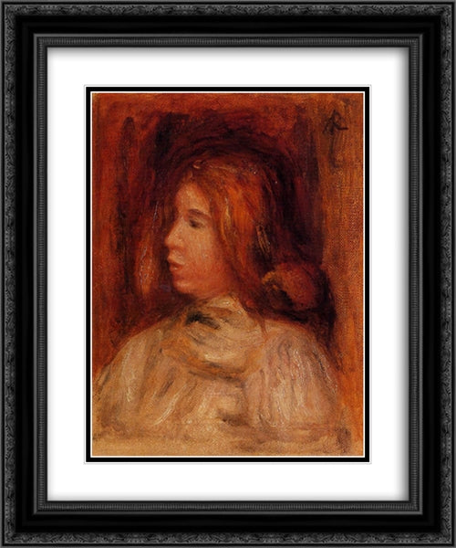 Portrait of a Young Girl 20x24 Black Ornate Wood Framed Art Print Poster with Double Matting by Renoir, Pierre Auguste