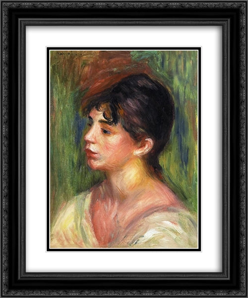 Portrait of a Young Woman 20x24 Black Ornate Wood Framed Art Print Poster with Double Matting by Renoir, Pierre Auguste