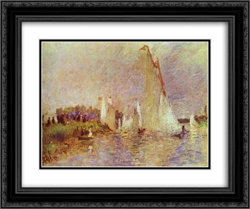 Sailboats at Argenteuil 24x20 Black Ornate Wood Framed Art Print Poster with Double Matting by Renoir, Pierre Auguste