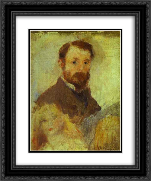 Self-Portrait 20x24 Black Ornate Wood Framed Art Print Poster with Double Matting by Renoir, Pierre Auguste