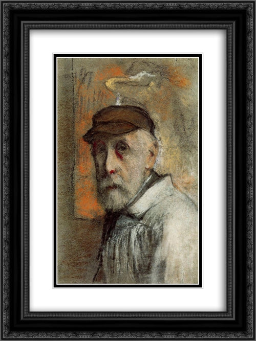 Self-Portrait 18x24 Black Ornate Wood Framed Art Print Poster with Double Matting by Renoir, Pierre Auguste