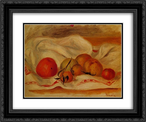 Still Life 24x20 Black Ornate Wood Framed Art Print Poster with Double Matting by Renoir, Pierre Auguste