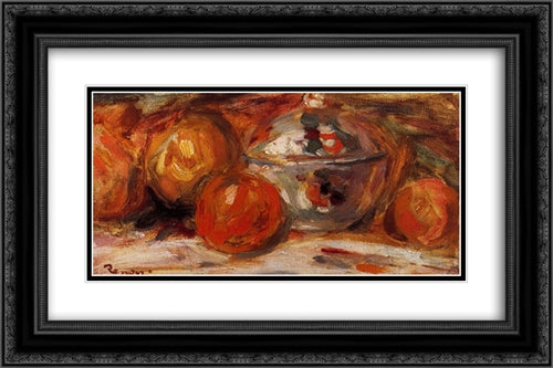 Still Life 24x16 Black Ornate Wood Framed Art Print Poster with Double Matting by Renoir, Pierre Auguste