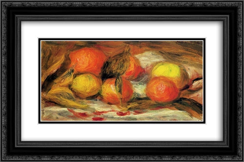 Still Life 24x16 Black Ornate Wood Framed Art Print Poster with Double Matting by Renoir, Pierre Auguste