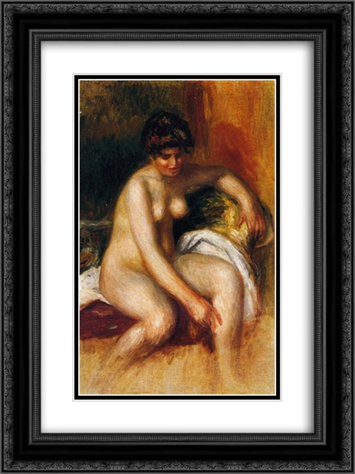 Woman in an Interior 18x24 Black Ornate Wood Framed Art Print Poster with Double Matting by Renoir, Pierre Auguste