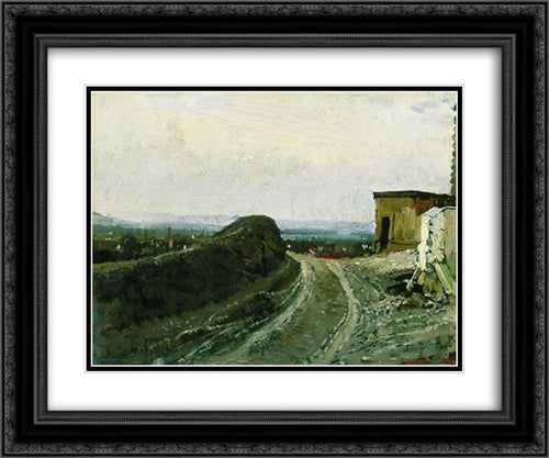 The road from Montmartre in Paris 24x20 Black Ornate Wood Framed Art Print Poster with Double Matting by Repin, Ilya