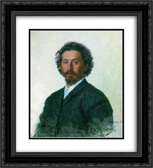 Self-Portrait 20x22 Black Ornate Wood Framed Art Print Poster with Double Matting by Repin, Ilya