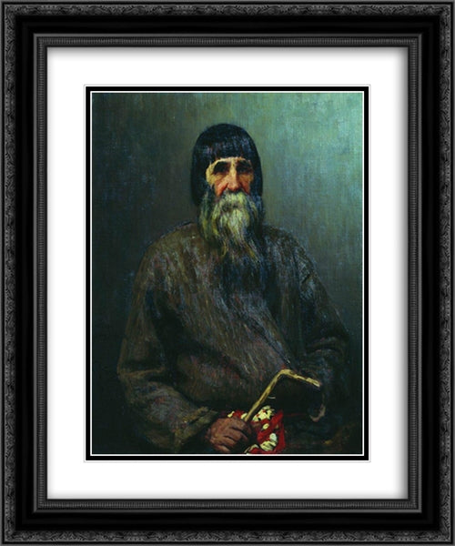 Portrait of a Peasant 20x24 Black Ornate Wood Framed Art Print Poster with Double Matting by Repin, Ilya