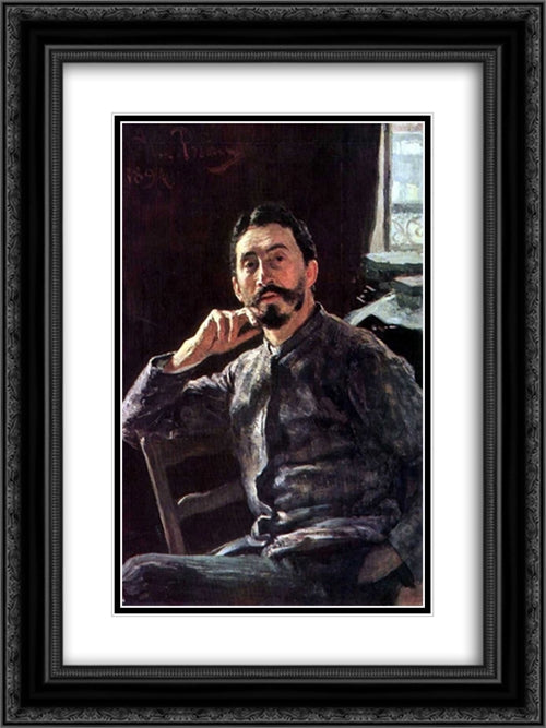 Self-Portrait 18x24 Black Ornate Wood Framed Art Print Poster with Double Matting by Repin, Ilya