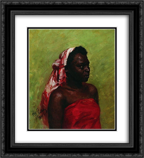 Negress 20x22 Black Ornate Wood Framed Art Print Poster with Double Matting by Repin, Ilya