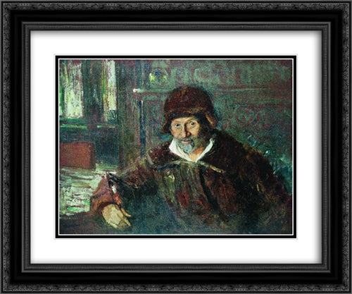 Self portrait 24x20 Black Ornate Wood Framed Art Print Poster with Double Matting by Repin, Ilya