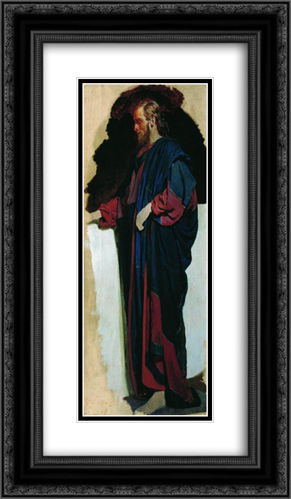 Christ 14x24 Black Ornate Wood Framed Art Print Poster with Double Matting by Repin, Ilya