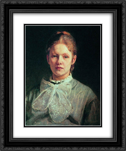 Portrait of S.A. Repina 20x24 Black Ornate Wood Framed Art Print Poster with Double Matting by Repin, Ilya