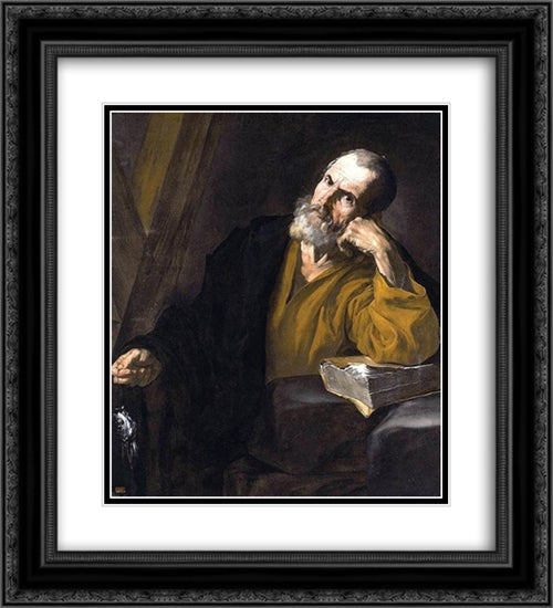 St. Andrew 20x22 Black Ornate Wood Framed Art Print Poster with Double Matting by Ribera, Jusepe de