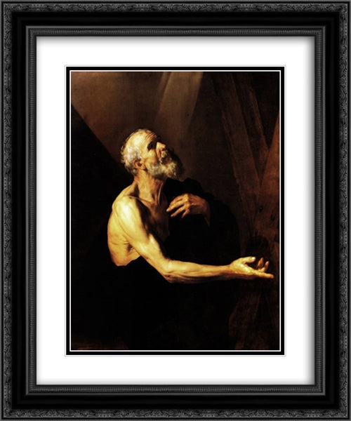 St. Andrew 20x24 Black Ornate Wood Framed Art Print Poster with Double Matting by Ribera, Jusepe de