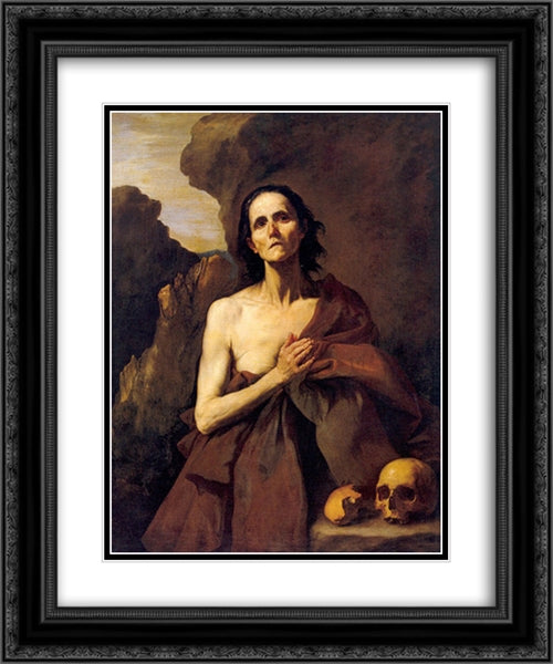 St. Mary of Egypt 20x24 Black Ornate Wood Framed Art Print Poster with Double Matting by Ribera, Jusepe de