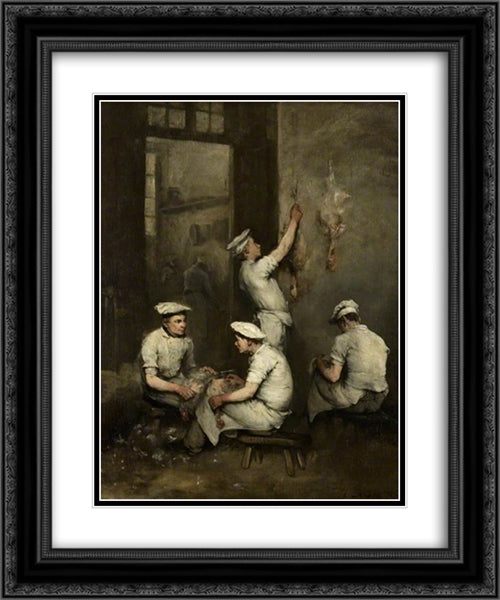 The Cooks 20x24 Black Ornate Wood Framed Art Print Poster with Double Matting by Ribot, Theodule